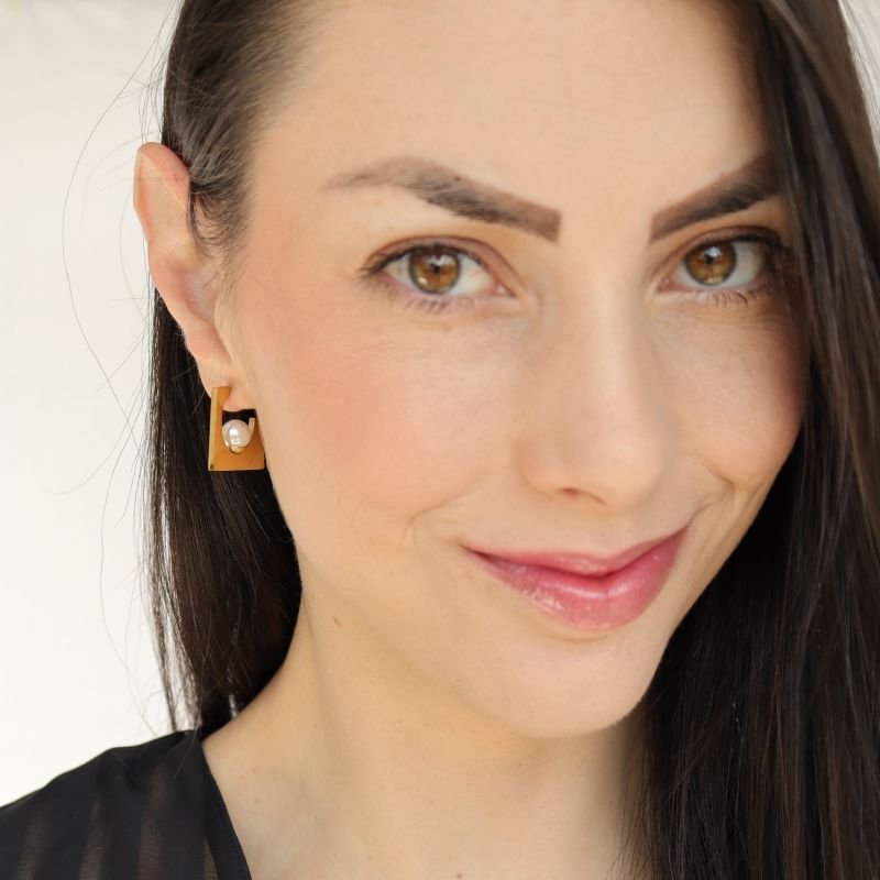 Argola com Detalhe Pérola em Aço Inox (Linha Premium)