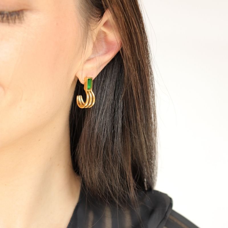 Argola com Pedrinha em Aço Inox (Linha Premium)