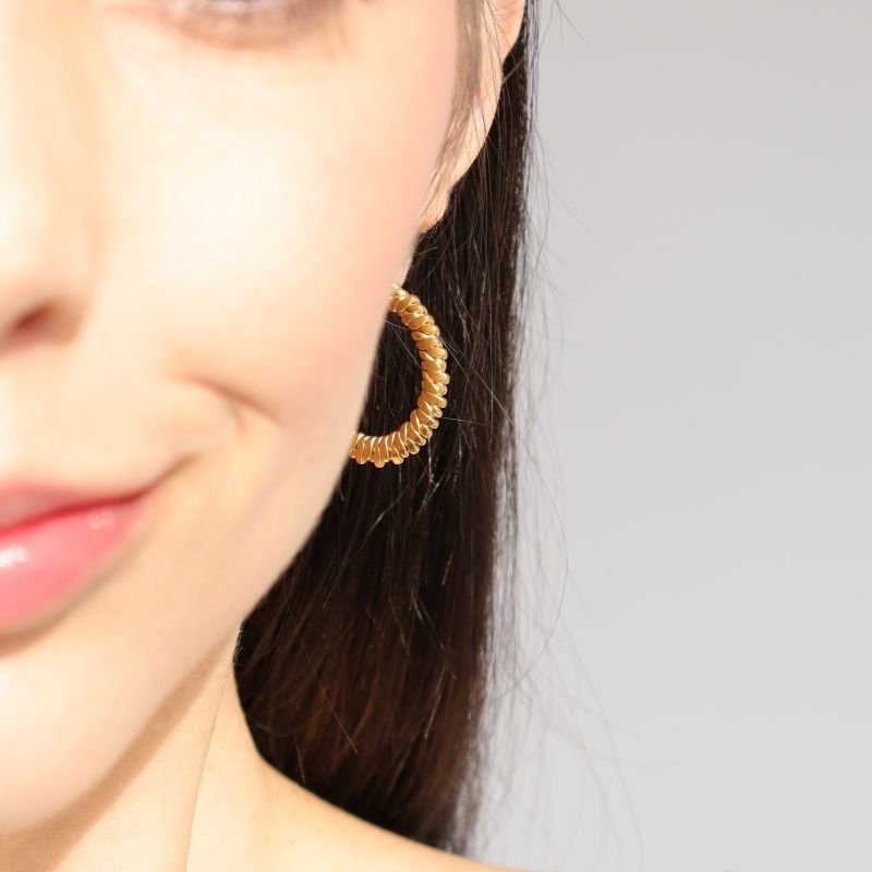 Argola com Textura em Aço Inox