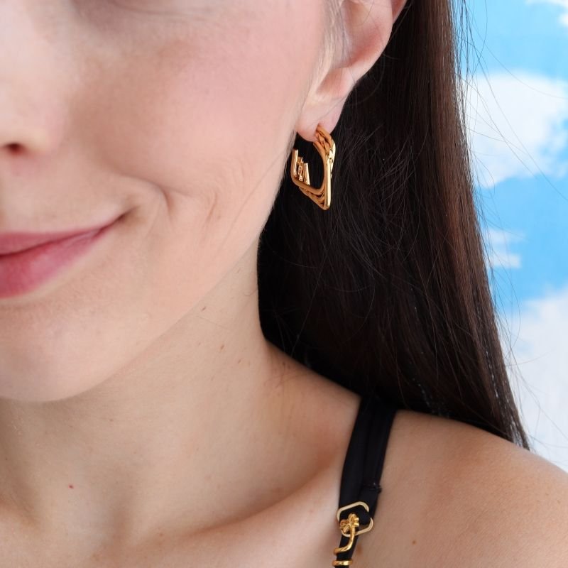 Argola com Texturas Moderna em Aço Inox