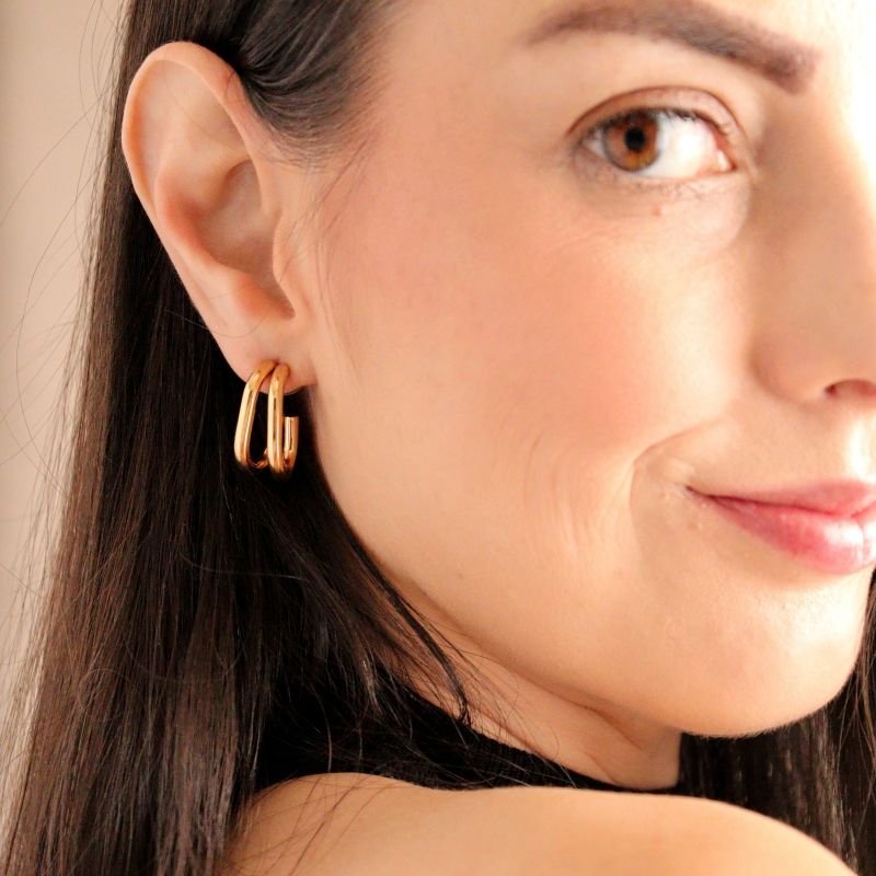 Argola Dupla Moderna em Aço Inox