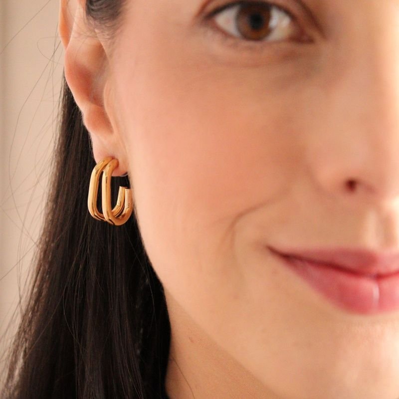 Argola Dupla Moderna em Aço Inox