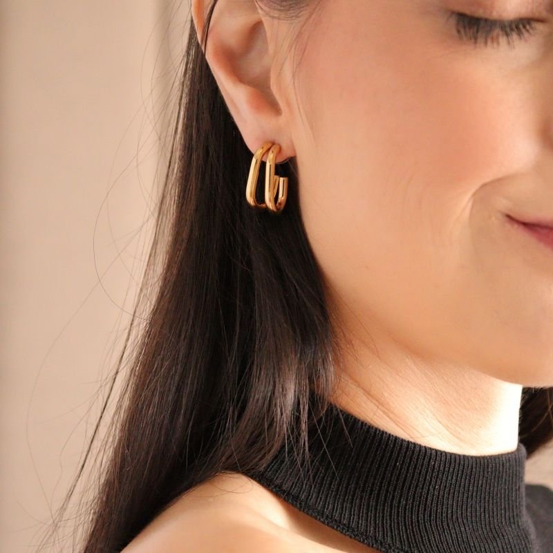 Argola Dupla Moderna em Aço Inox