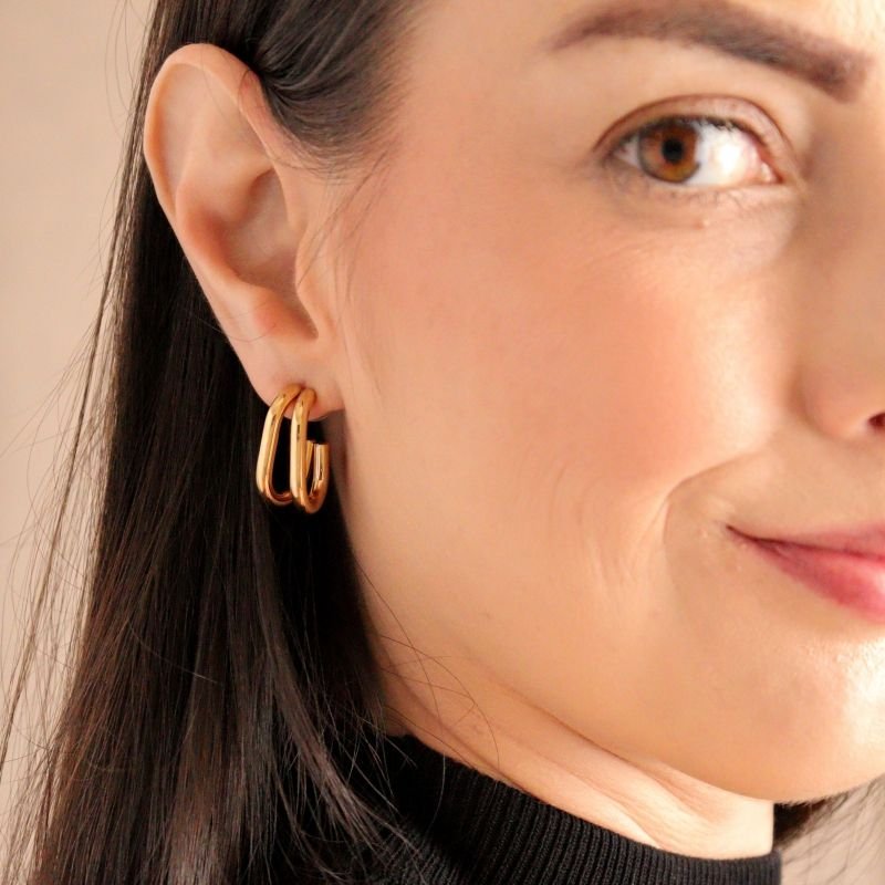 Argola Dupla Moderna em Aço Inox