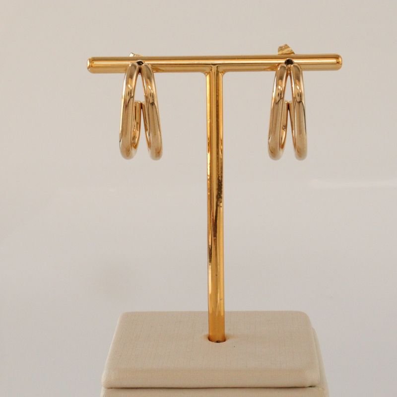 Argola Dupla Moderna em Aço Inox