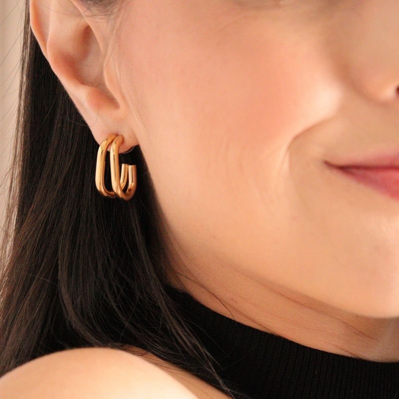 Argola Dupla Moderna em Aço Inox