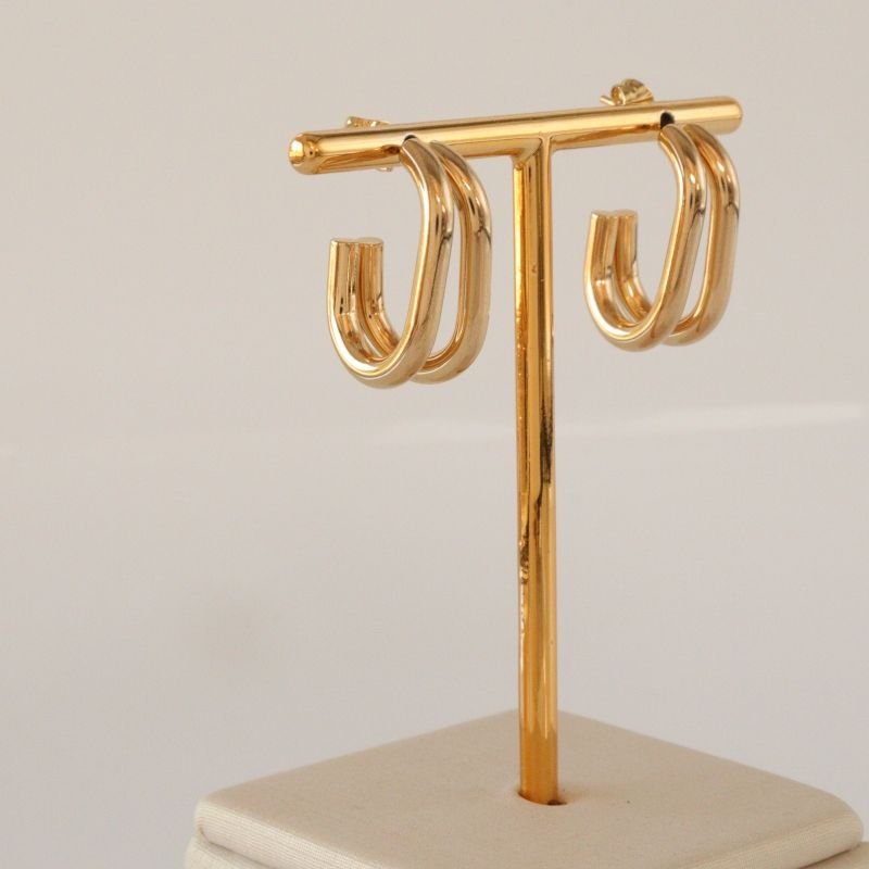 Argola Dupla Moderna em Aço Inox