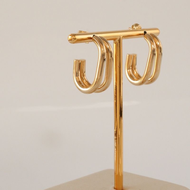 Argola Dupla Moderna em Aço Inox