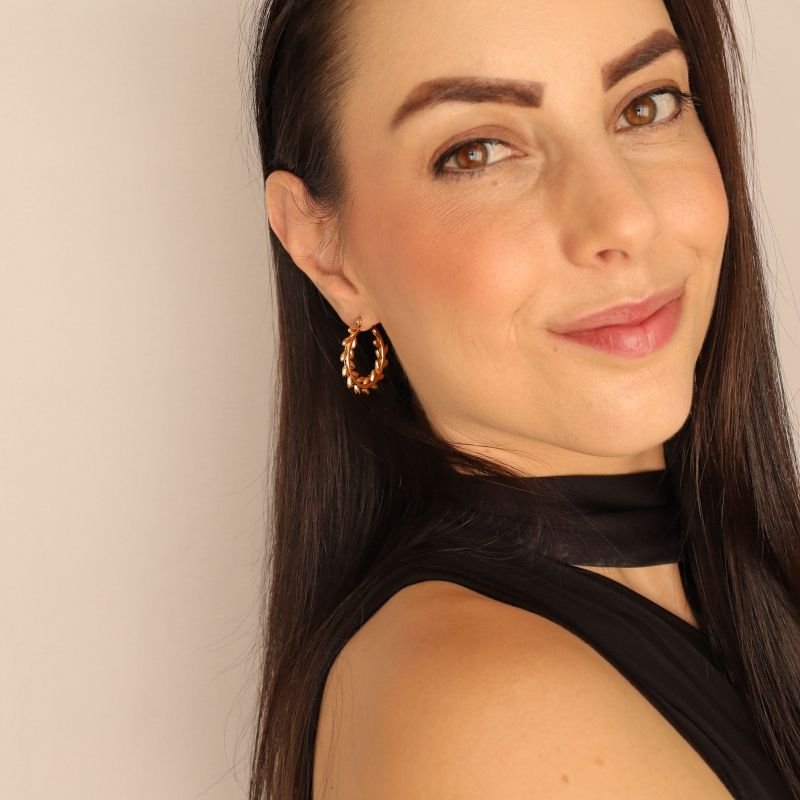 Argola Escamas Delicada em Aço Inox