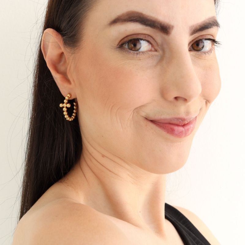 Argola Esfera com Detalhe em Aço Inox