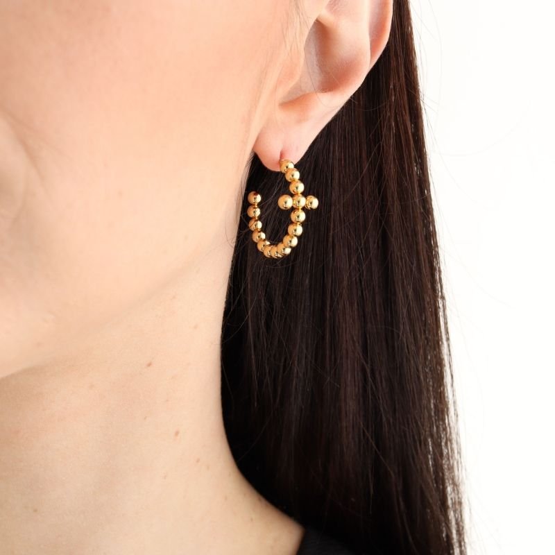 Argola Esfera com Detalhe em Aço Inox