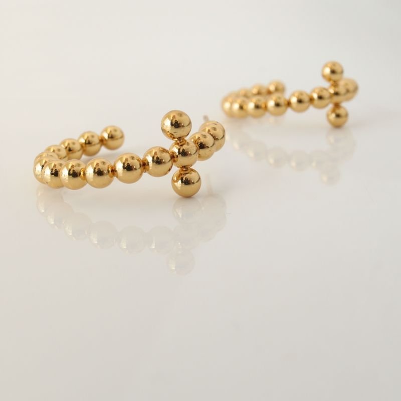 Argola Esfera com Detalhe em Aço Inox