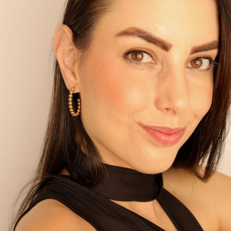 Argola Esfera Oval em Aço Inox