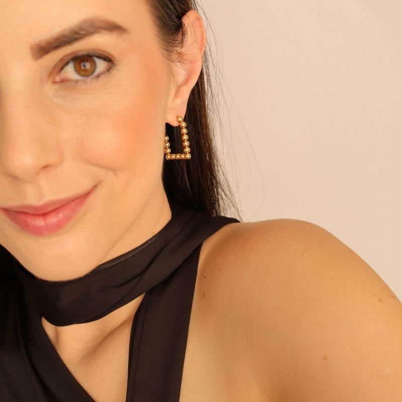 Argola Esfera Quadrada em Aço Inox