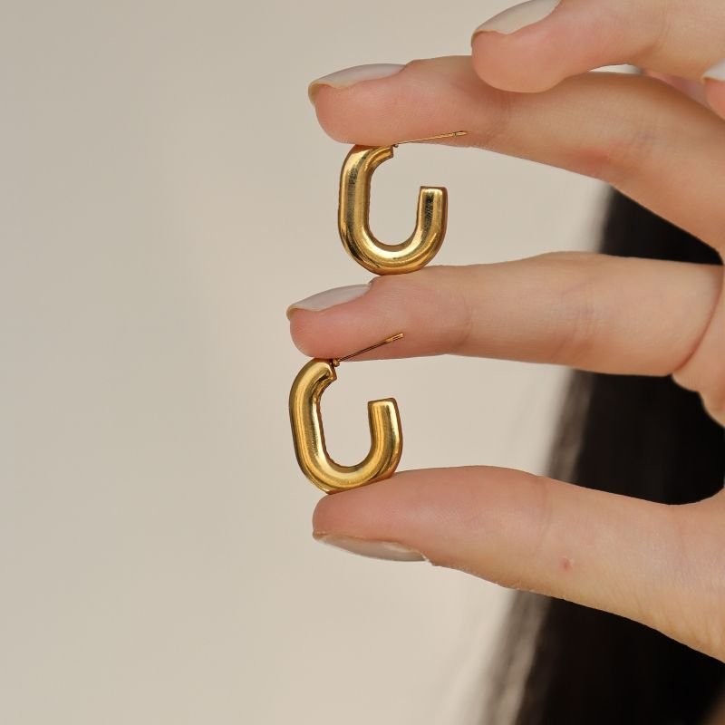 Argola Geométrica em Aço Inox