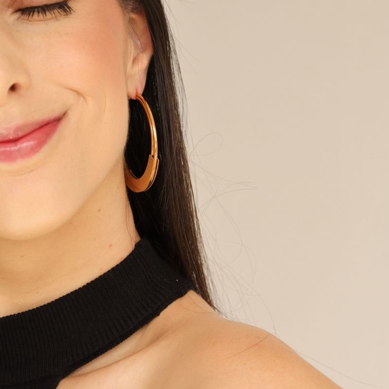 Argola Grande Moderna em Aço Inox (Linha Premium) Peso 10g