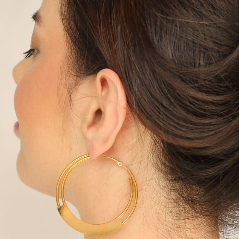 Argola Grande Moderna em Aço Inox (Linha Premium) Peso 10g