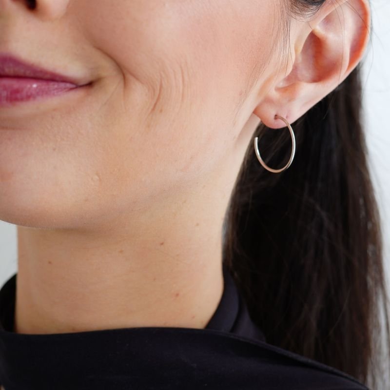 Argola Média Fina em Aço Inox