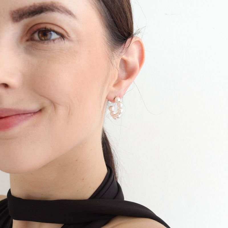 Argola Média Pérola Classic em Aço Inox