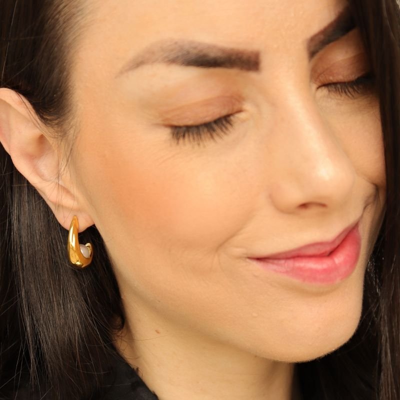 Argola Pérola Contemporânea em Aço Inox (Linha Premium)