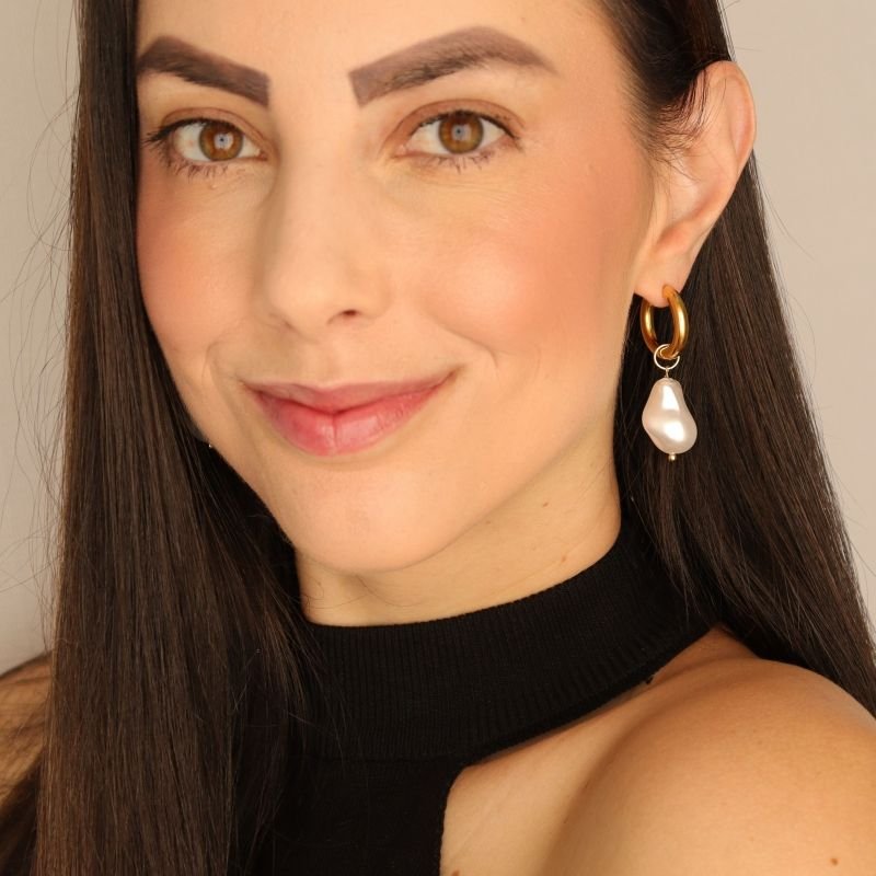 Argola Pérola Maximalista em Aço Inox (Linha Premium) (10g)