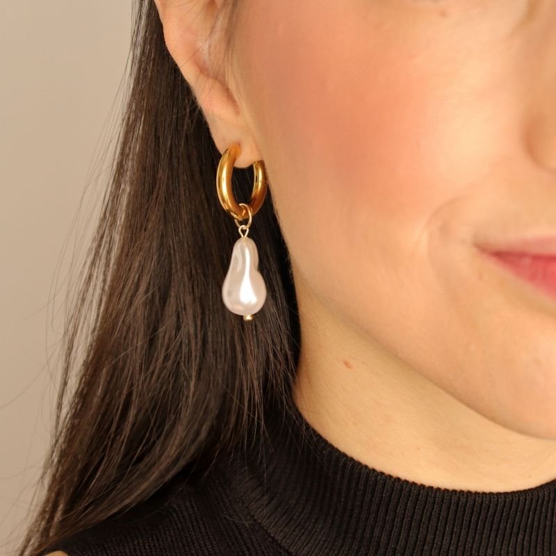 Argola Pérola Maximalista em Aço Inox (Linha Premium) (10g)