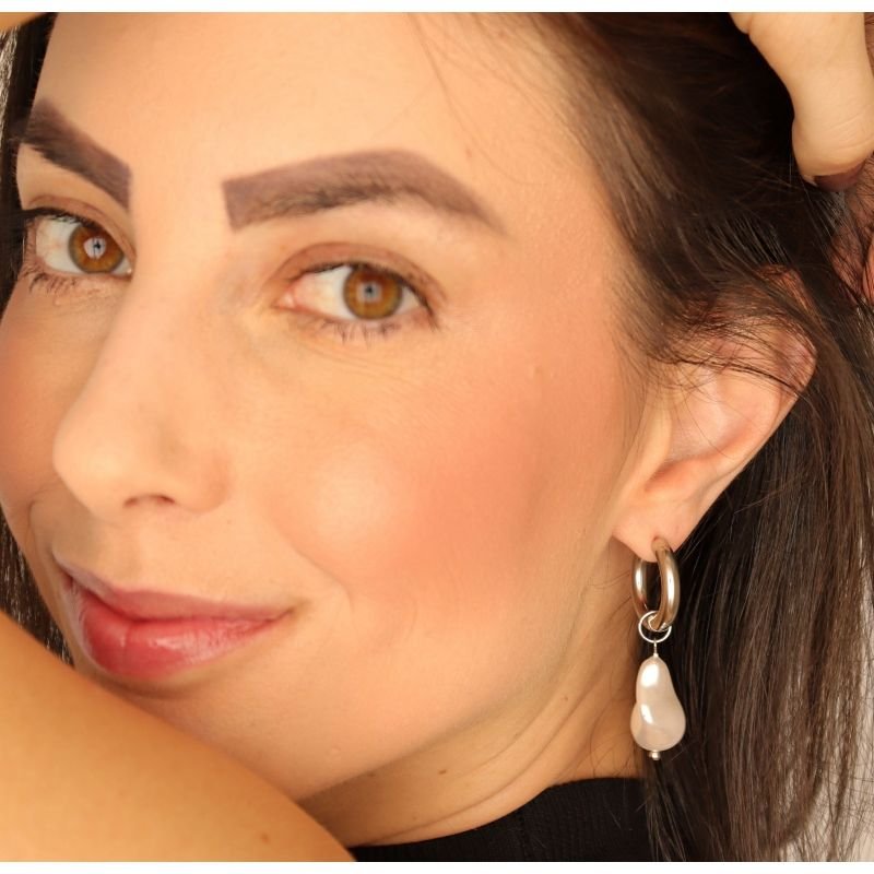 Argola Pérola Maximalista em Aço Inox (Linha Premium) (10g)