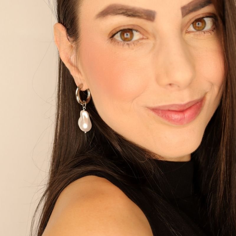 Argola Pérola Maximalista em Aço Inox (Linha Premium) (10g)