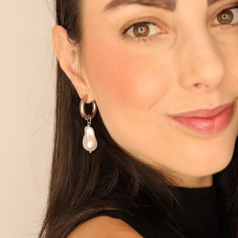 Argola Pérola Maximalista em Aço Inox (Linha Premium) (10g)