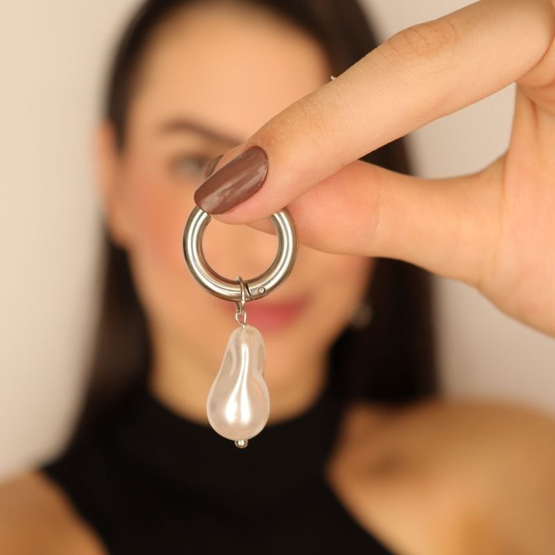 Argola Pérola Maximalista em Aço Inox (Linha Premium) (10g)