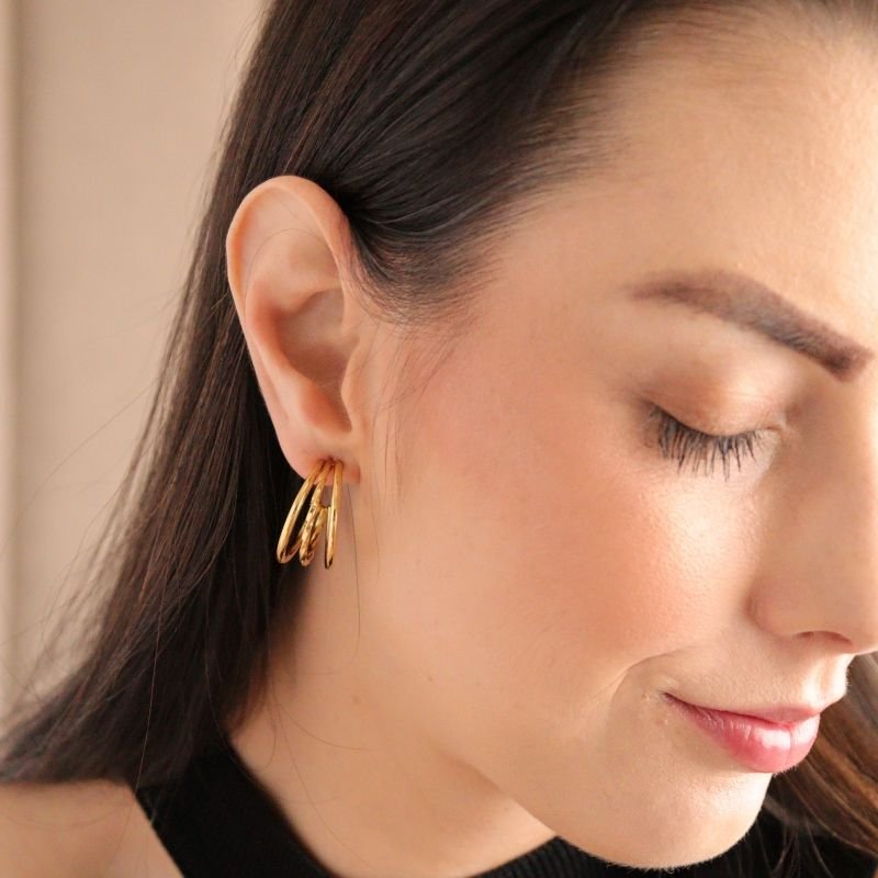 Argola Tripla com Detalhe em Aço Inox (Linha Premium)