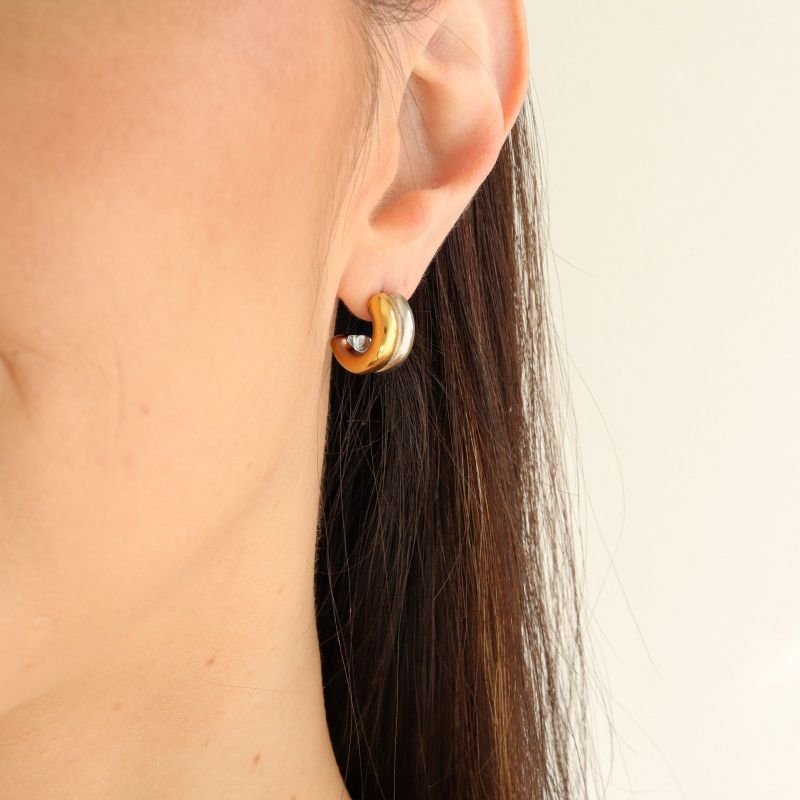 Argolinha Bicolor Moderna em Aço Inox (Linha Premium)