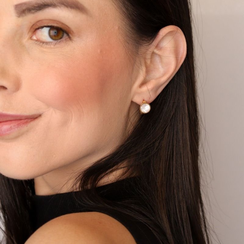 Argolinha Click Pedra Branca em Aço Inox (Linha Premium)