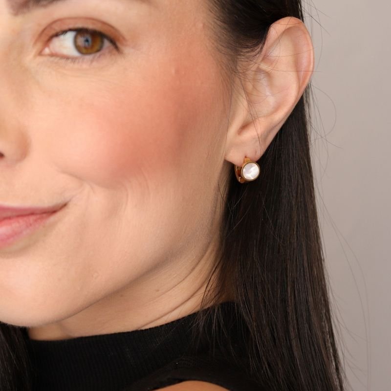 Argolinha Click Pedra Branca em Aço Inox (Linha Premium)