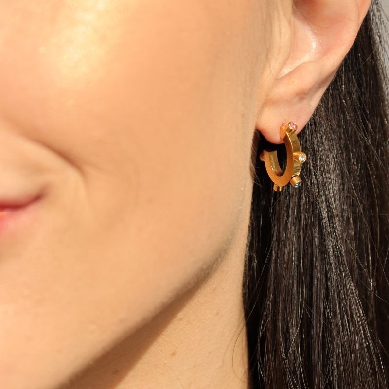 Argolinha com Pedras Coloridas em Aço Inox (Linha Premium)