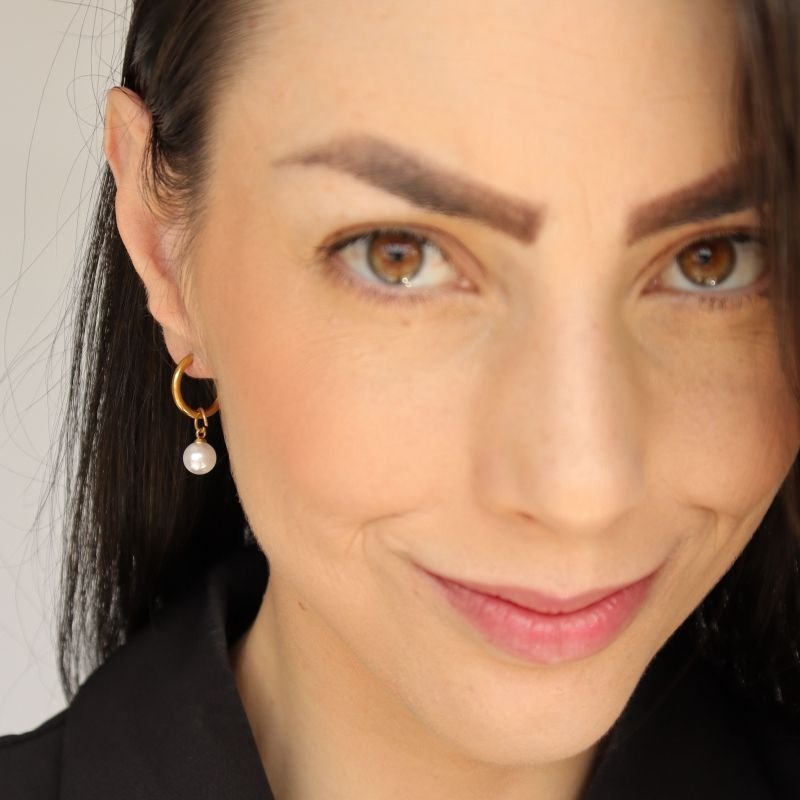 Argolinha com Pérola Delicada em Aço Inox