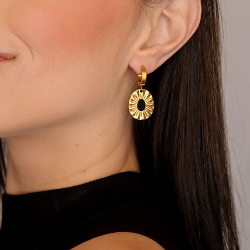 Argolinha com Pingente Orgânico em Aço Inox