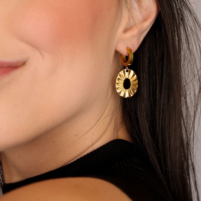 Argolinha com Pingente Orgânico em Aço Inox