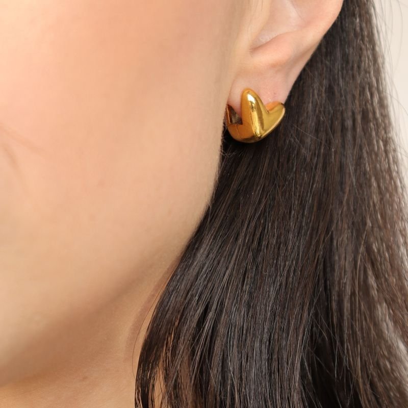 Argolinha Coração Moderna em Aço Inox (Linha Premium)