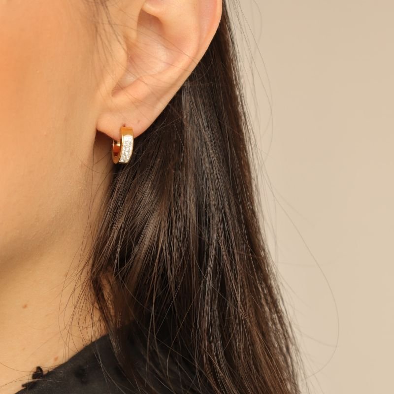 Argolinha Cravejada em Aço Inox