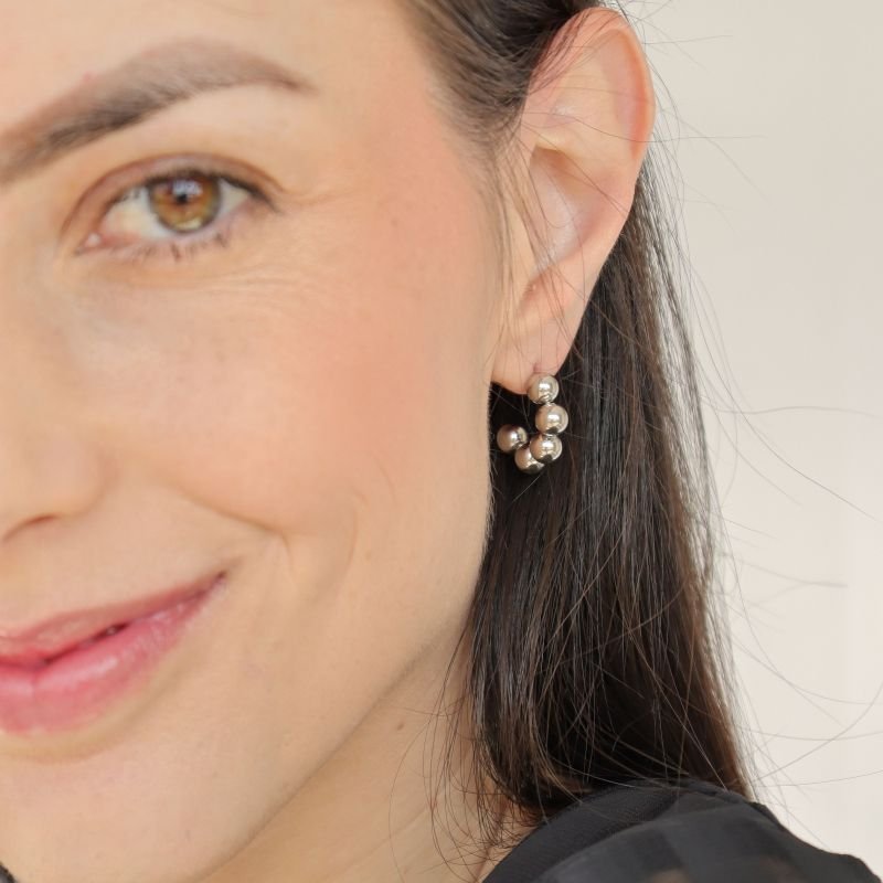 Argolinha Esferas em Aço Inox