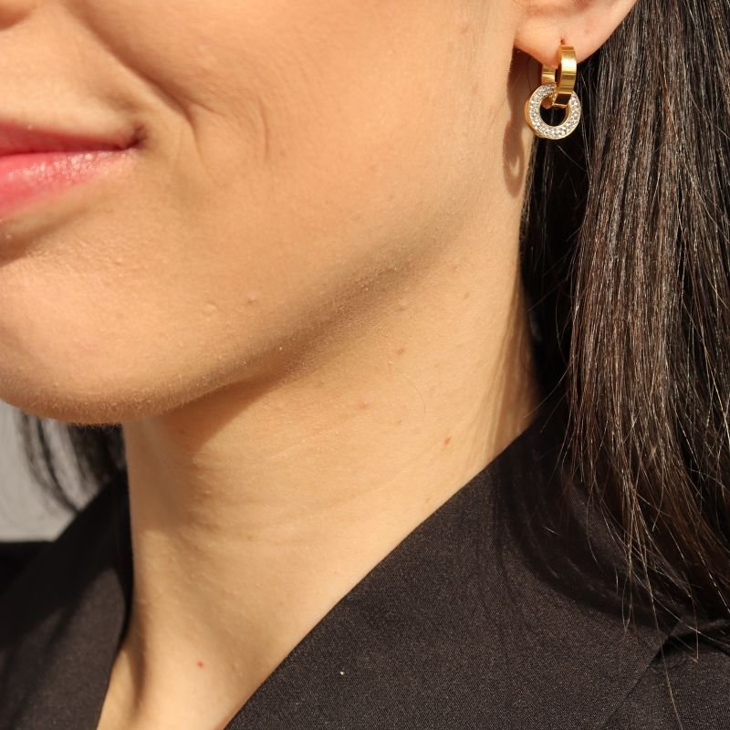 Argolinha Estilo Dior Cravejada em Aço Inox