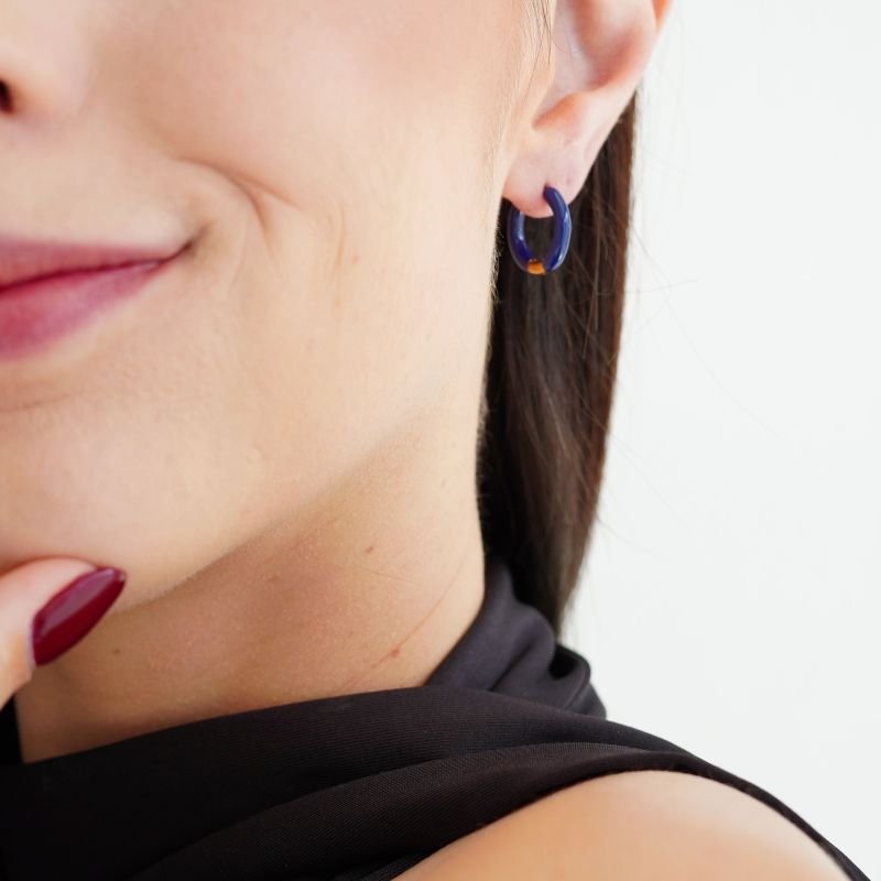 Argolinha Navy Resin Click em Aço Inox