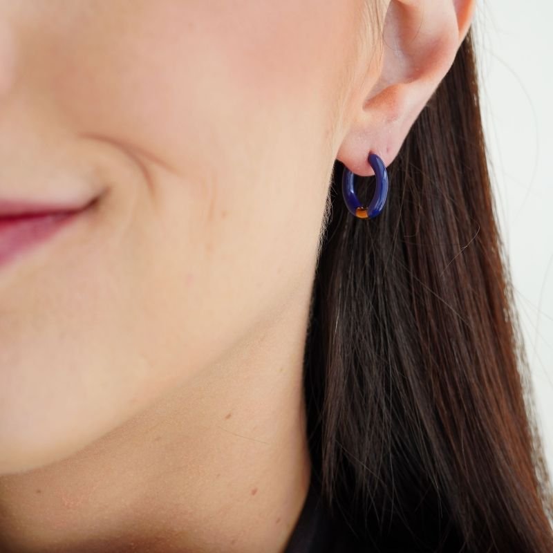 Argolinha Navy Resin Click em Aço Inox