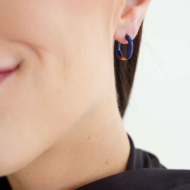 Argolinha Navy Resin Click em Aço Inox