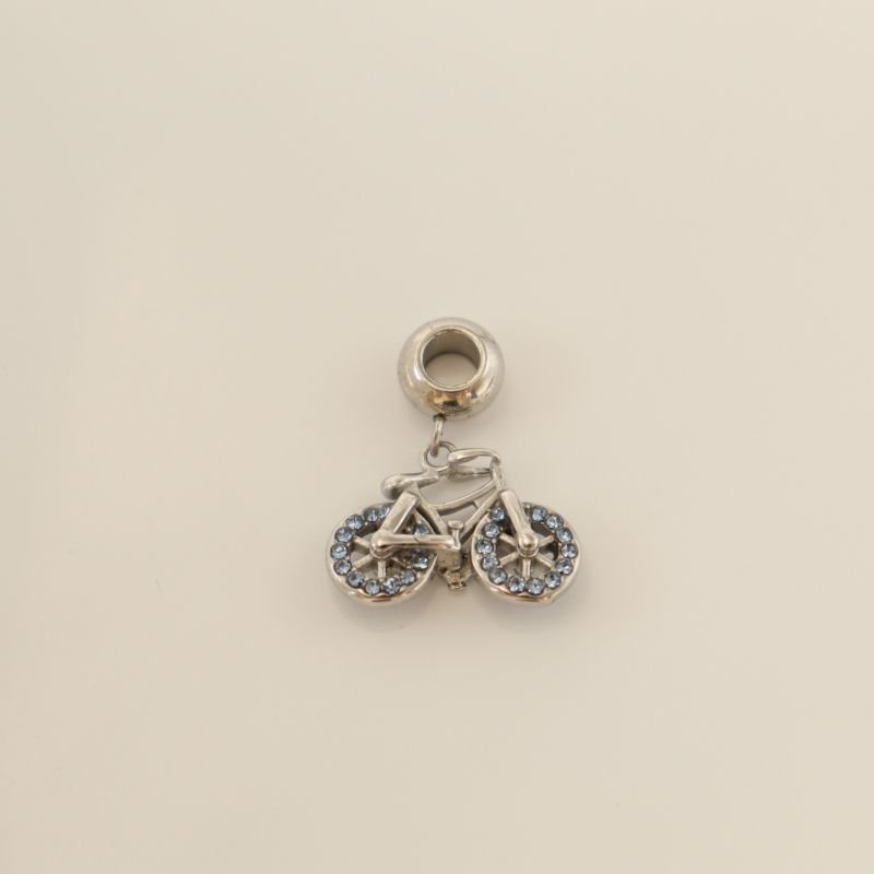 Berloque em Aço Inox Bicicleta Cravejada