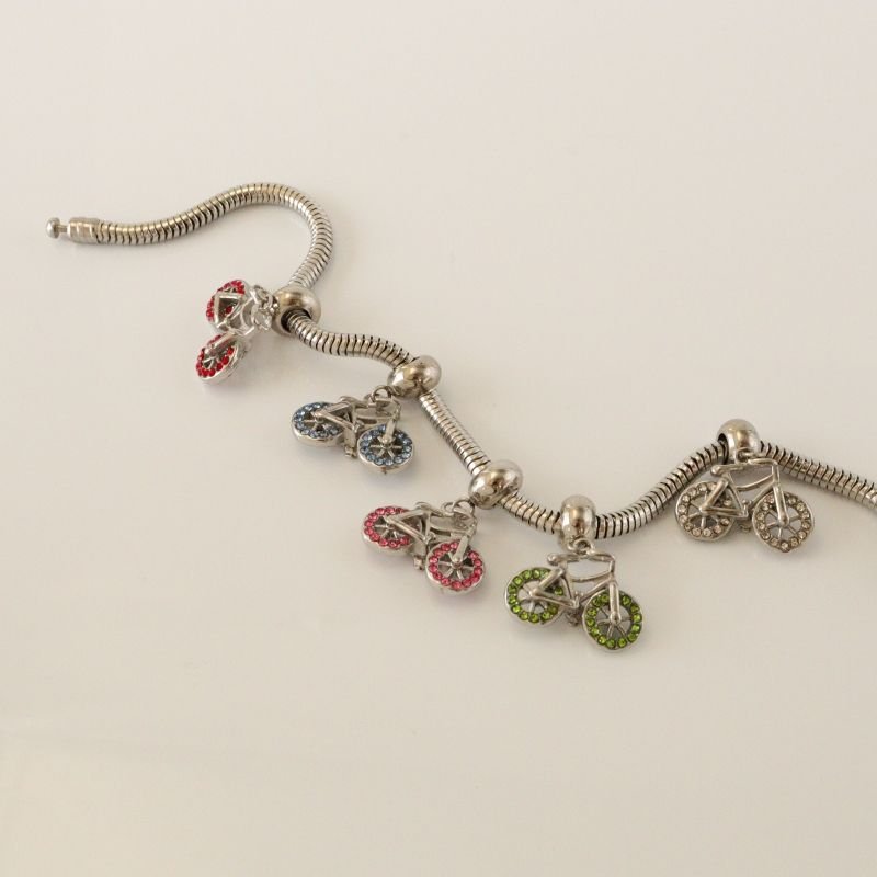 Berloque em Aço Inox Bicicleta Cravejada