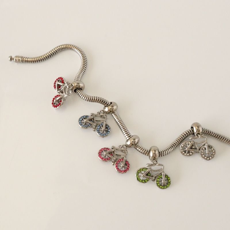 Berloque em Aço Inox Bicicleta Cravejada