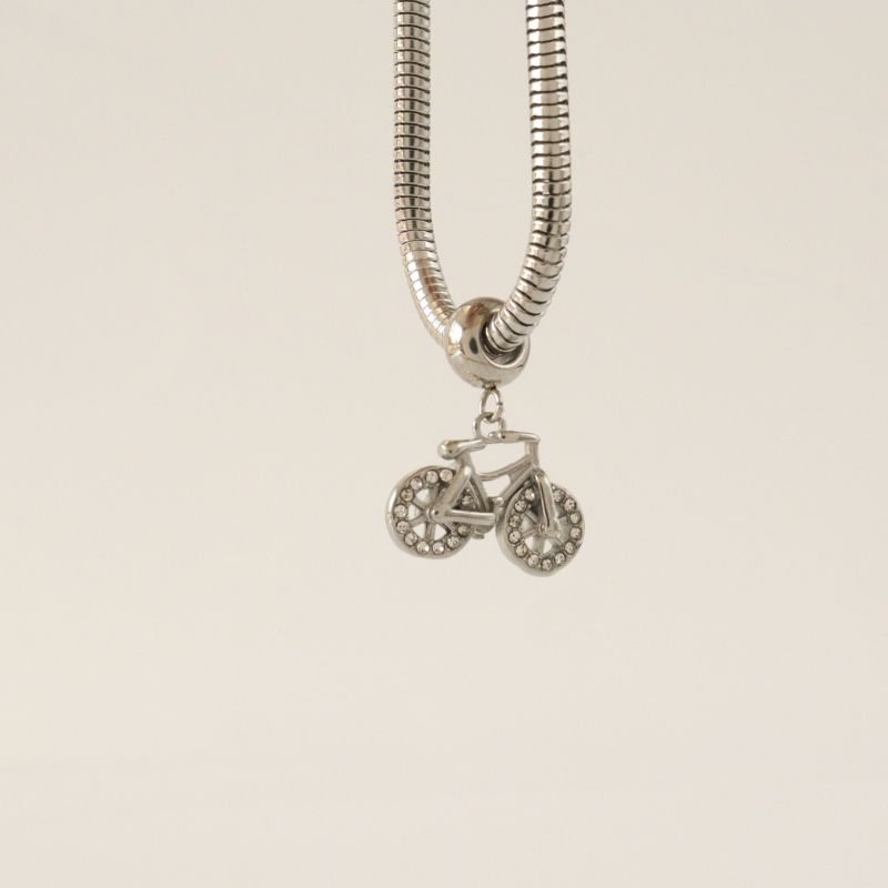 Berloque em Aço Inox Bicicleta Cravejada