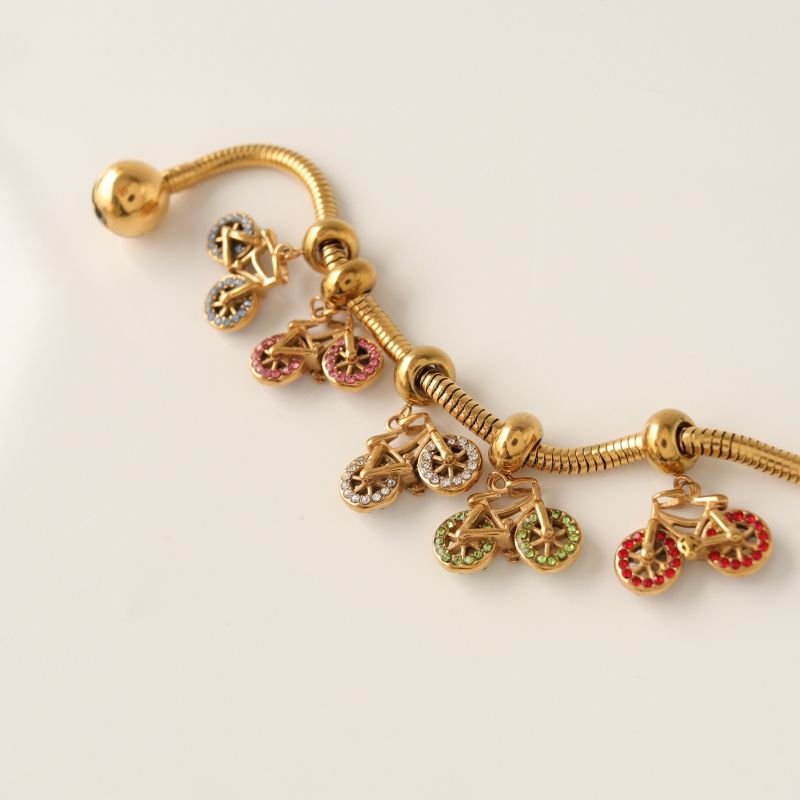 Berloque em Aço Inox Bicicleta Cravejada